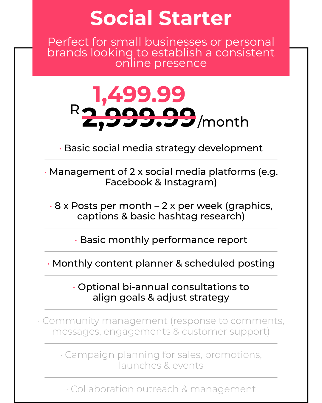 50% OFF social media starter package social media marketing