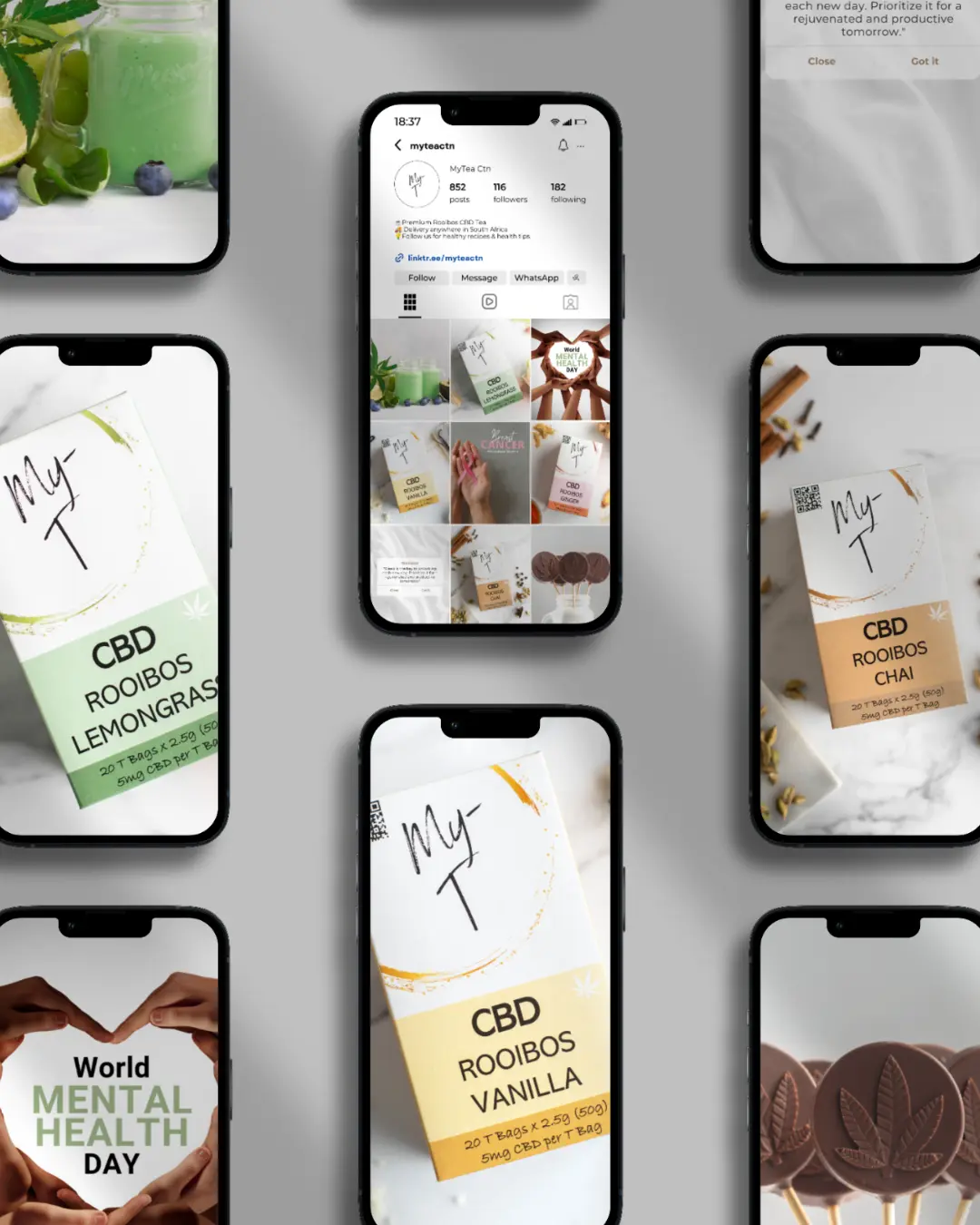 X Digital | Portfolio | Case Studies | Projects | My T CBD Tea | Social Media Marketing | Social Media Mock Up | Marketing Agency | Digital Marketing Agency | Cape Town | South Africa