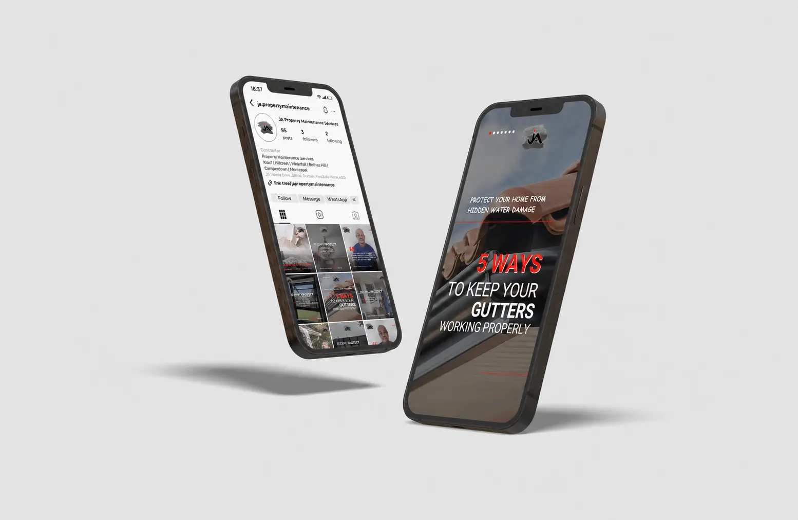 X Digital | Portfolio | Case Study | Projects | Clients | J.A Property Maintenance | Social Media Marketing | Mockup | Digital Marketing Agency | Cape Town, South Africa